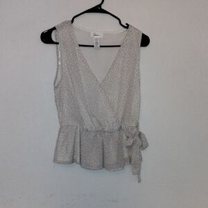 Japna Cream Wrap Tie Front Peplum Blouse